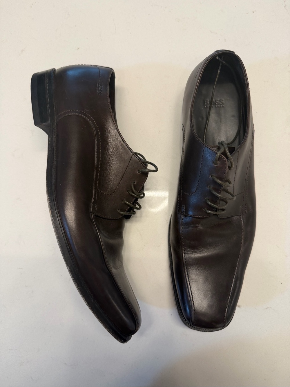 Hugo Boss Men's Dark Chocolate Brown Leather Derby Shoes
